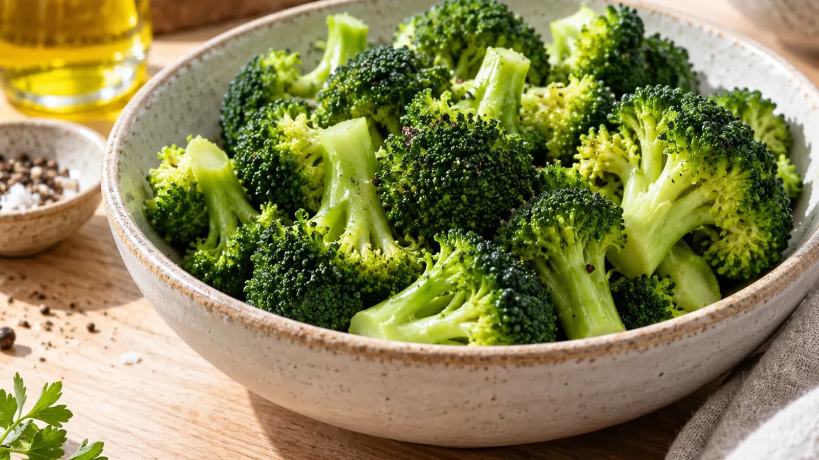 Assiette de brocoli vapeur avec pommes de terre, œuf et sauce au yaourt, photographiée à la lumière naturelle sans texte ni logo