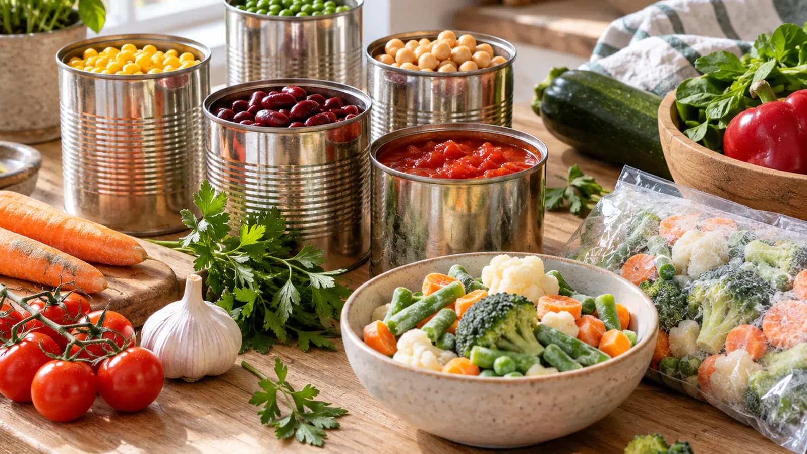 Poêlée de pois chiches, tomates et épinards avec semoule, en lumière naturelle, sans texte ni logo
