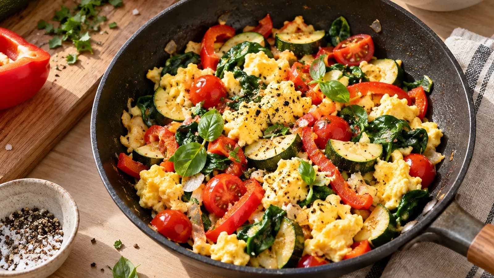 Bol de riz avec thon, tomates cerises, concombre et salade sur une table éclairée par la lumière naturelle, sans texte ni logo