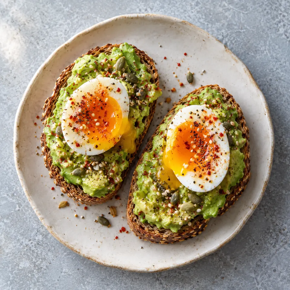Tartines à l'avocat et œuf mollet