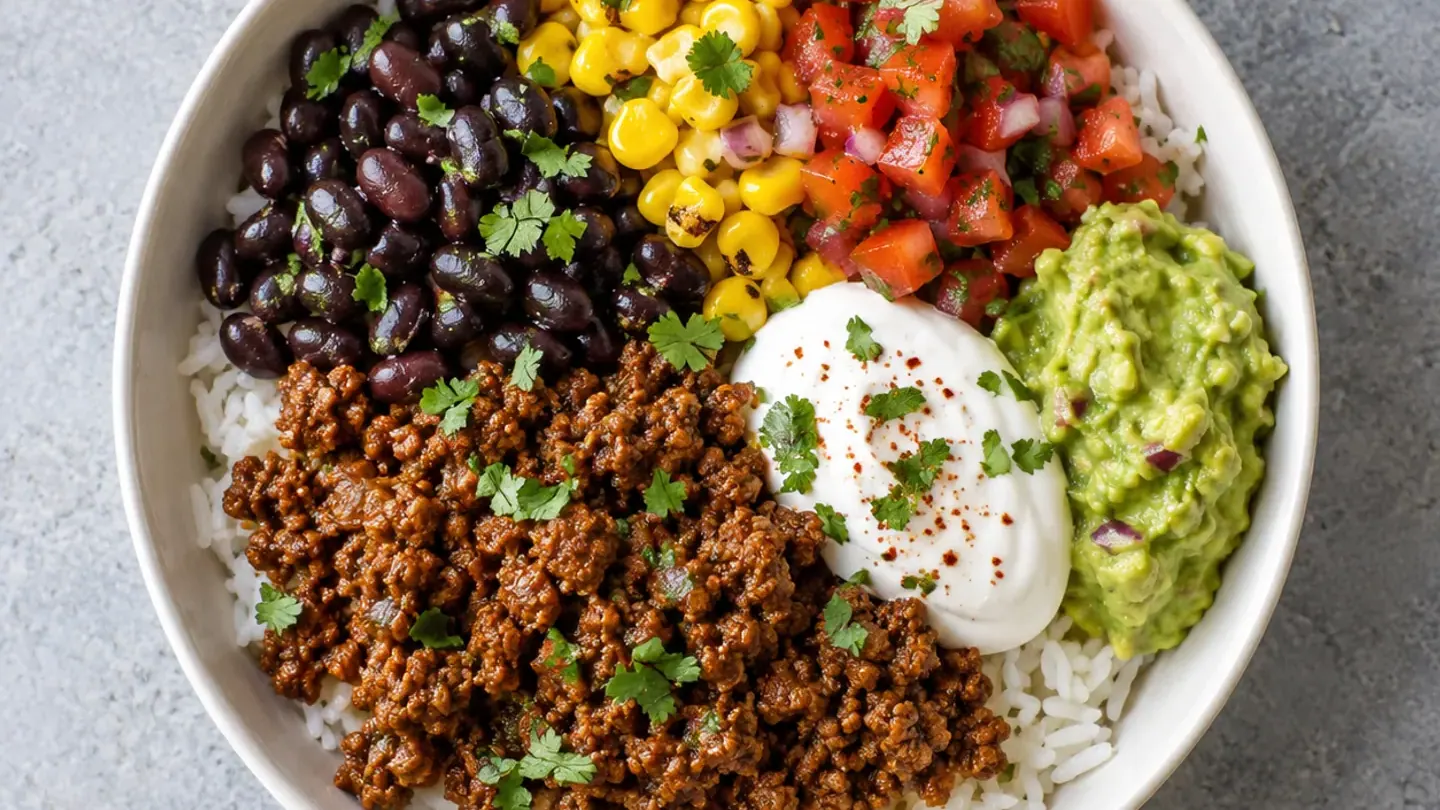 Burrito bowl au bœuf épicé