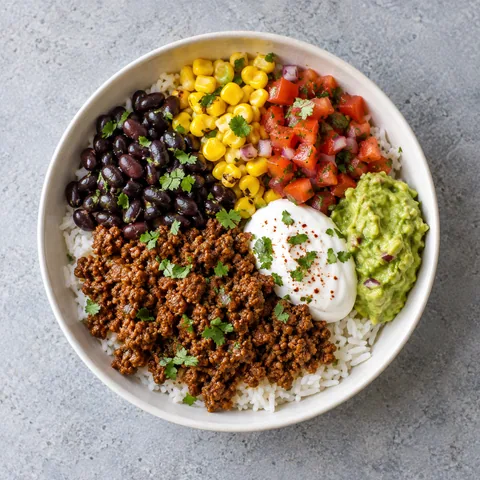 Burrito bowl au bœuf épicé