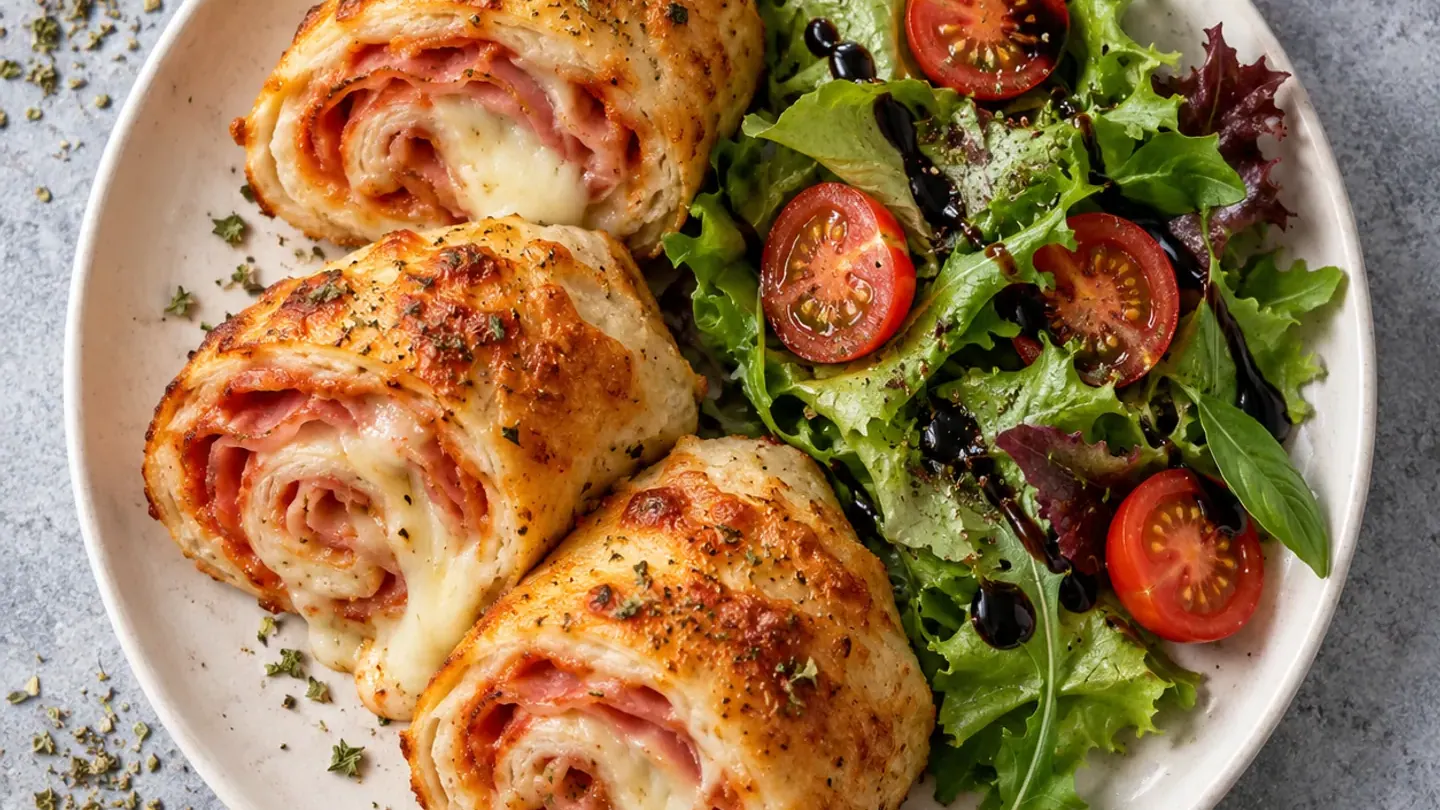 Roulés pizza au four, jambon et mozzarella