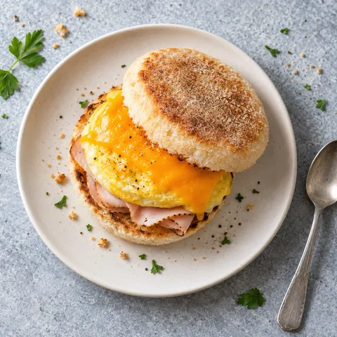 Sandwich du matin, muffin anglais, œuf et cheddar